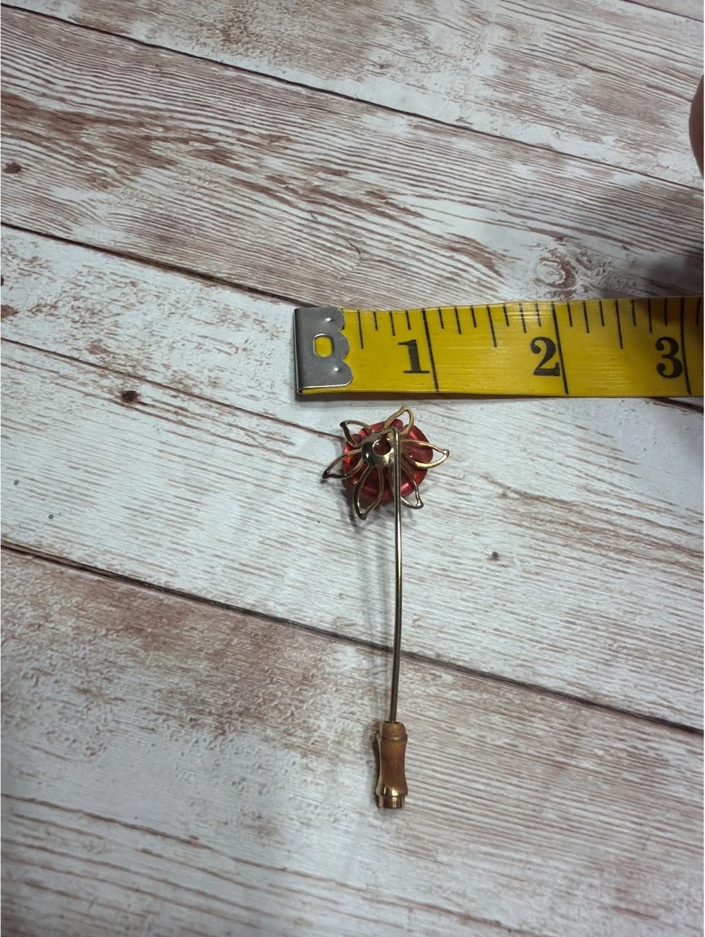 Antique Rose Lapel Hat Pin Gold Tone Ted Rose